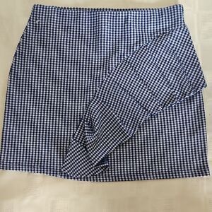 Topshop Blue and White Asymmetrical Mini Skirt